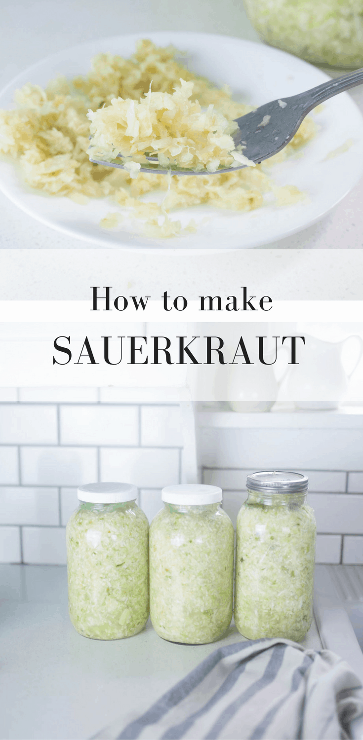 two pictures of homemade sauerkraut