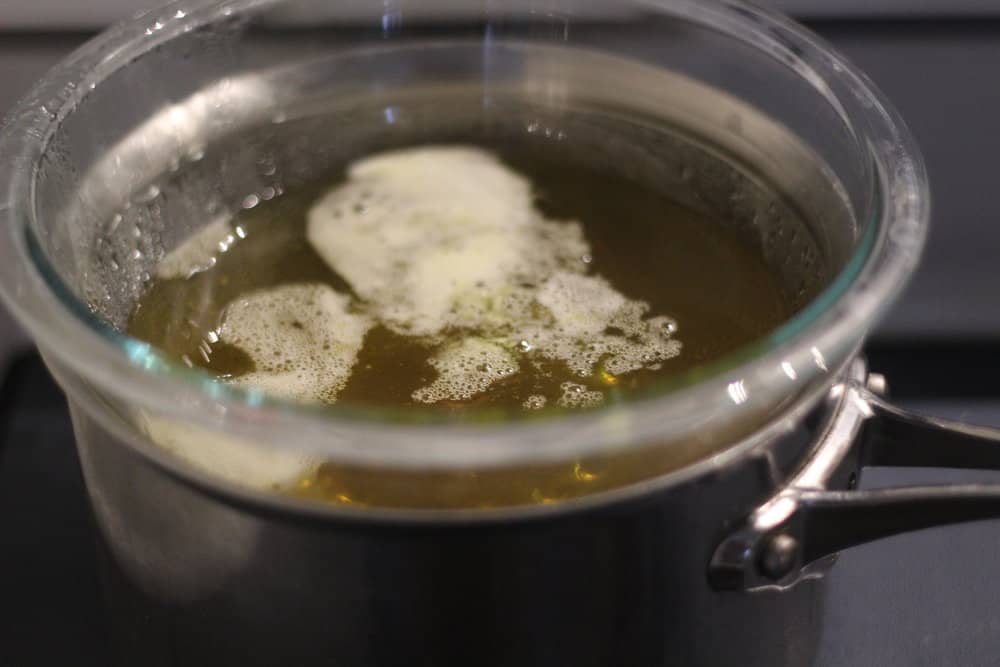 oils and butters melted in a double boiler