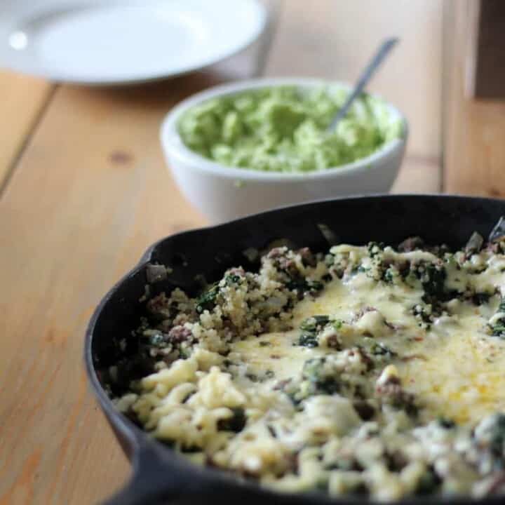 Grass Fed Beef, Spinach And Quinoa Skillet