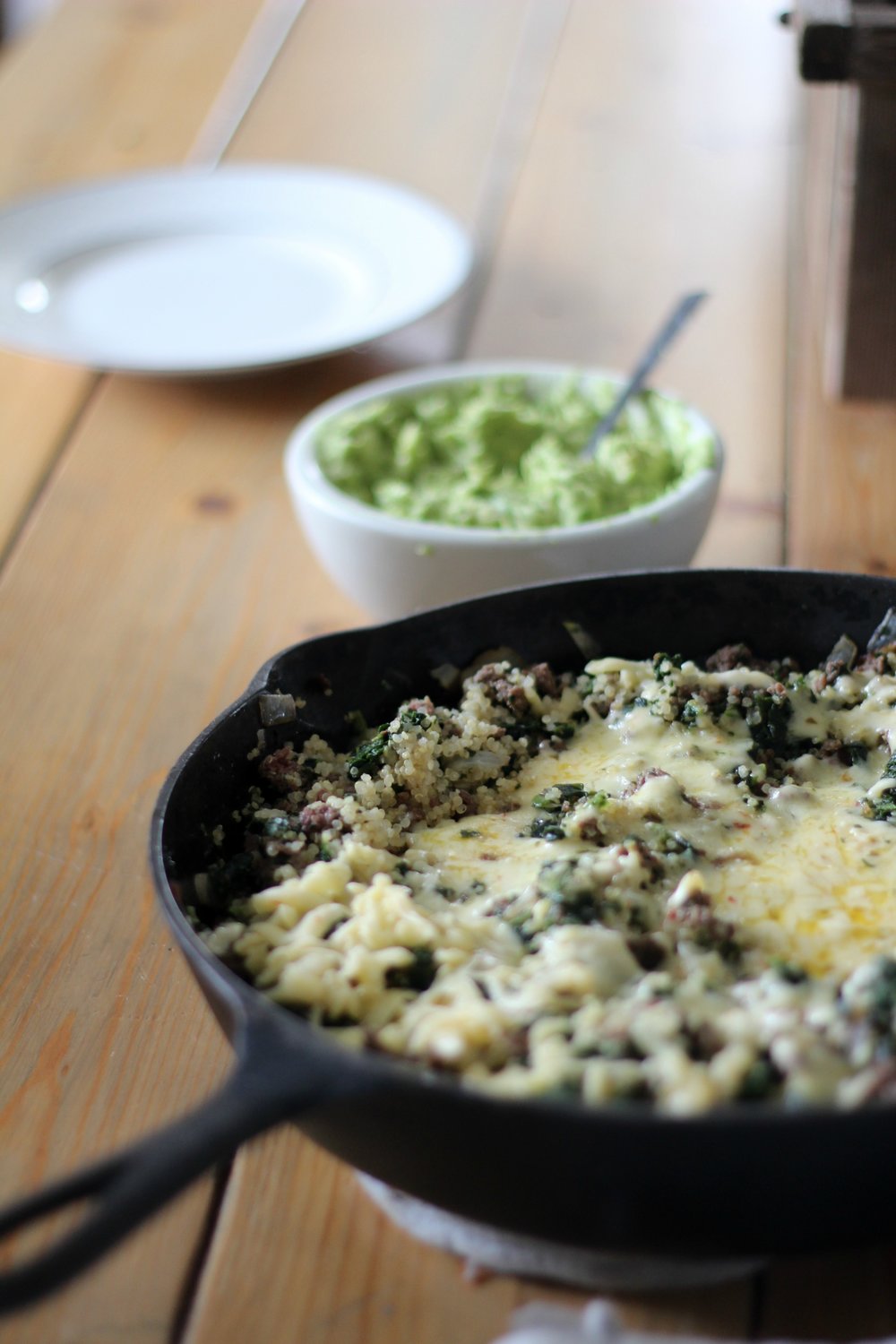 cast iron skillet at the table