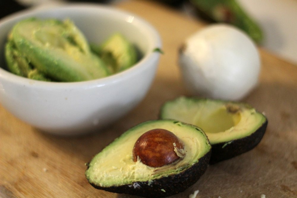 cast iron skillet meal avocados