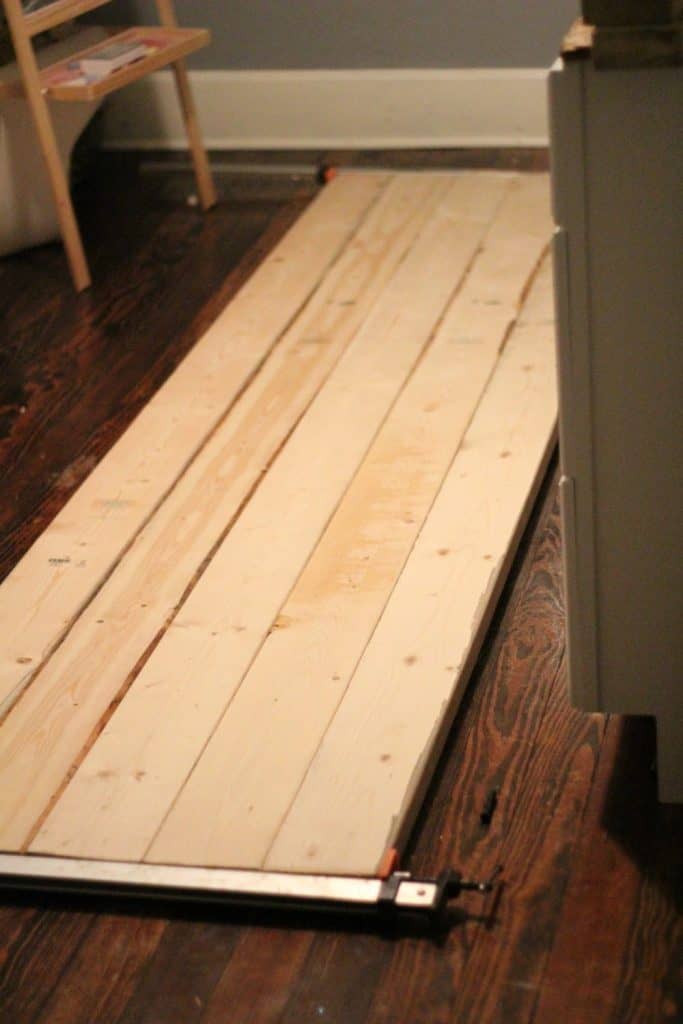 laying down the craftroom desk boards