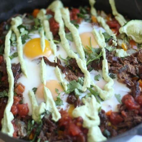 Mexican Hash Browns with Avocado Crema
