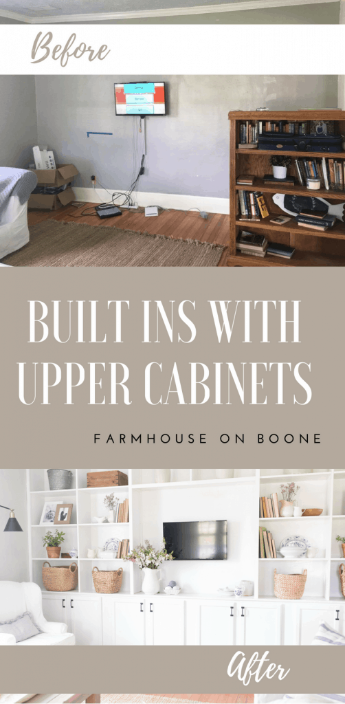Built in shelves living room DIY built ins with upper cabinets 