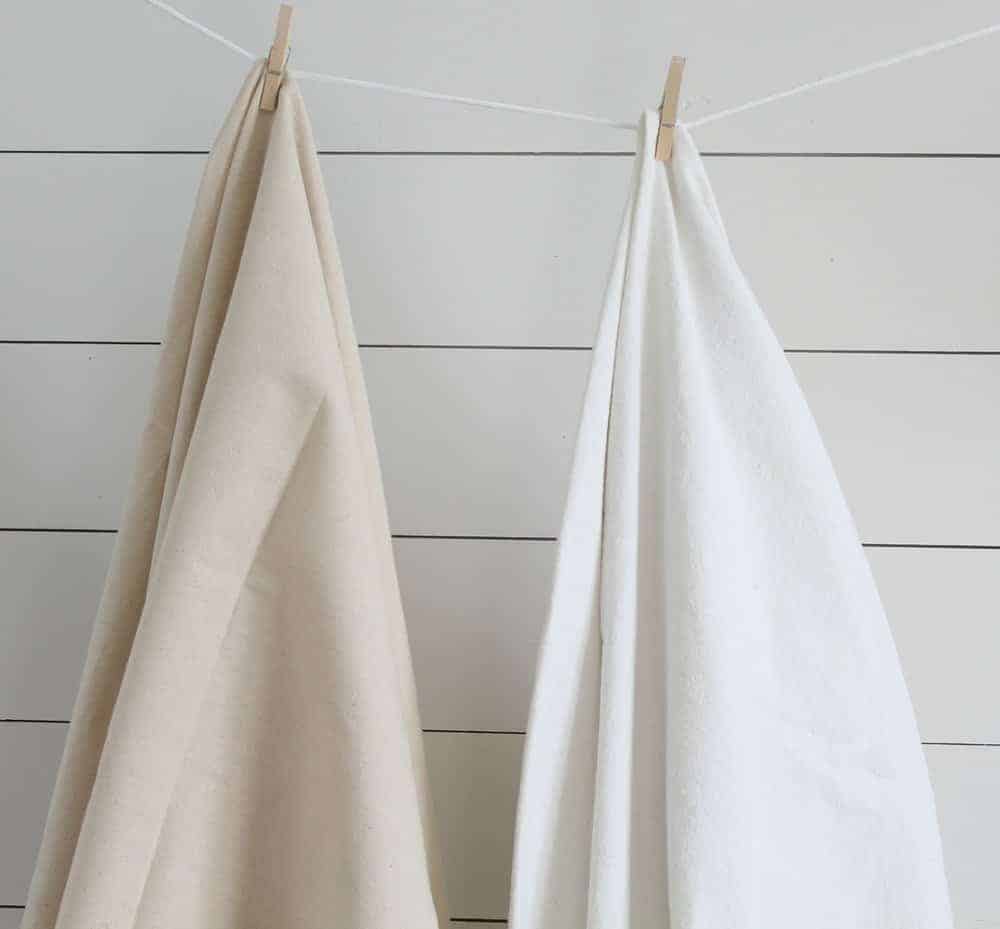 Learn how to bleach drop cloth to make it soft and white in this tutorial