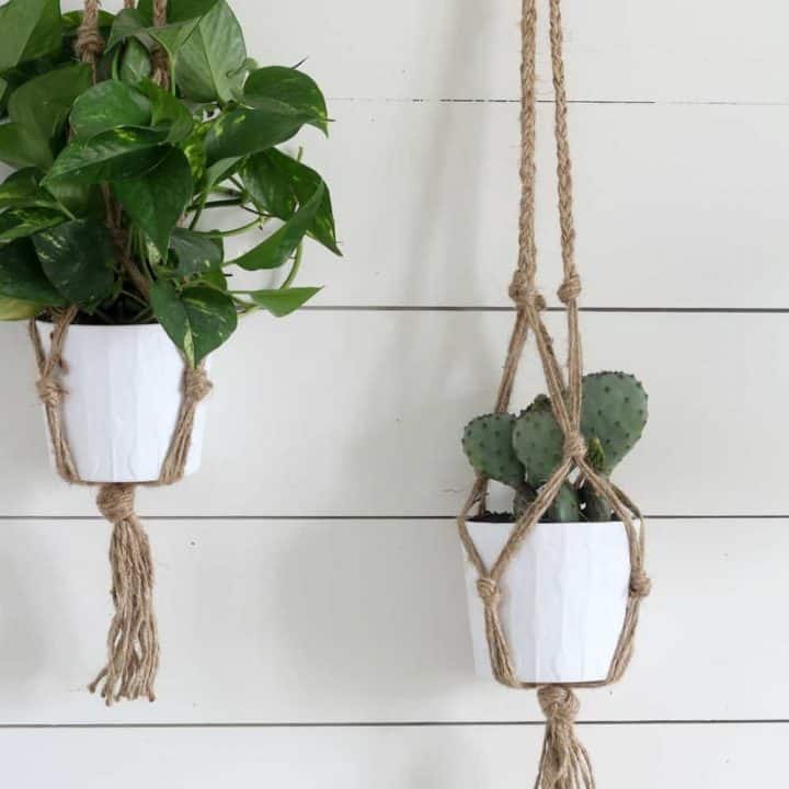 Simple DIY Macrame Plant Hanger with Video Tutorial - Farmhouse on Boone