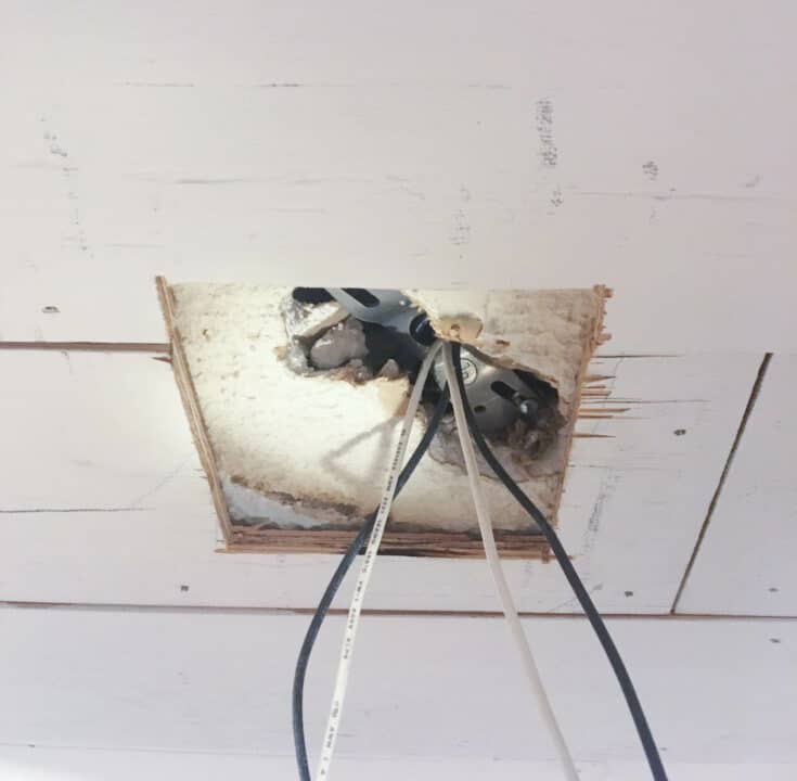 How to Plank a Popcorn Ceiling with Plywood Farmhouse on Boone