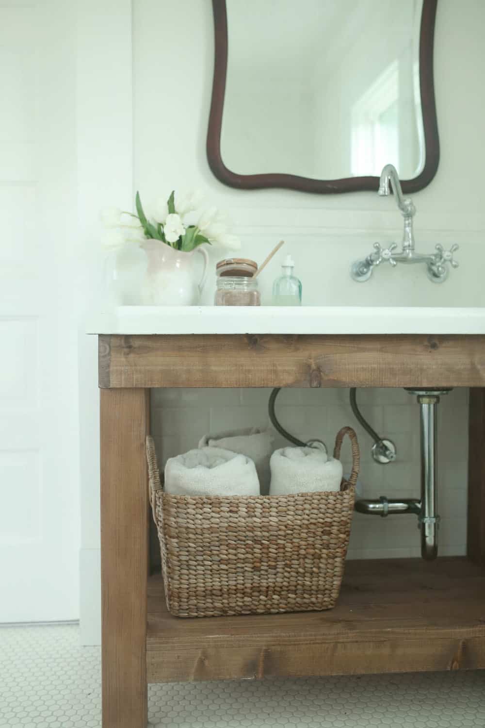 Exposed sink vanity deals