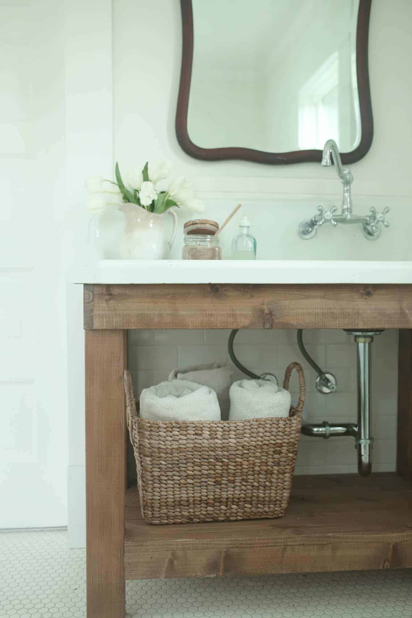 Farmhouse Bathroom Organization - Farmhouse on Boone