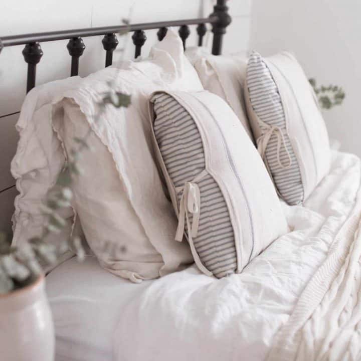 DIY Grain Sack and Ticking Stripe Pillows