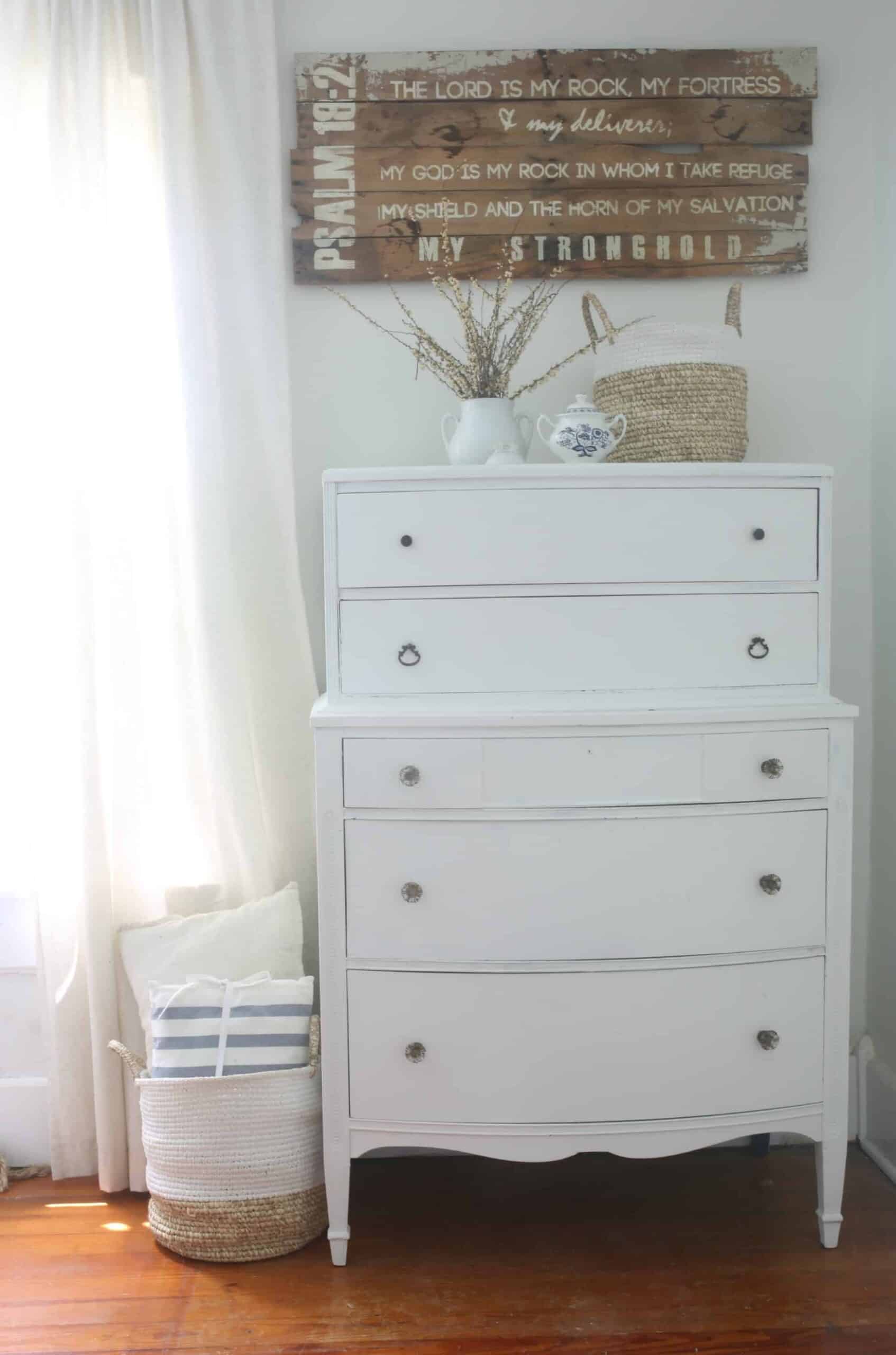 Linen White Chalk Paint Dresser Makeover - Farmhouse on Boone