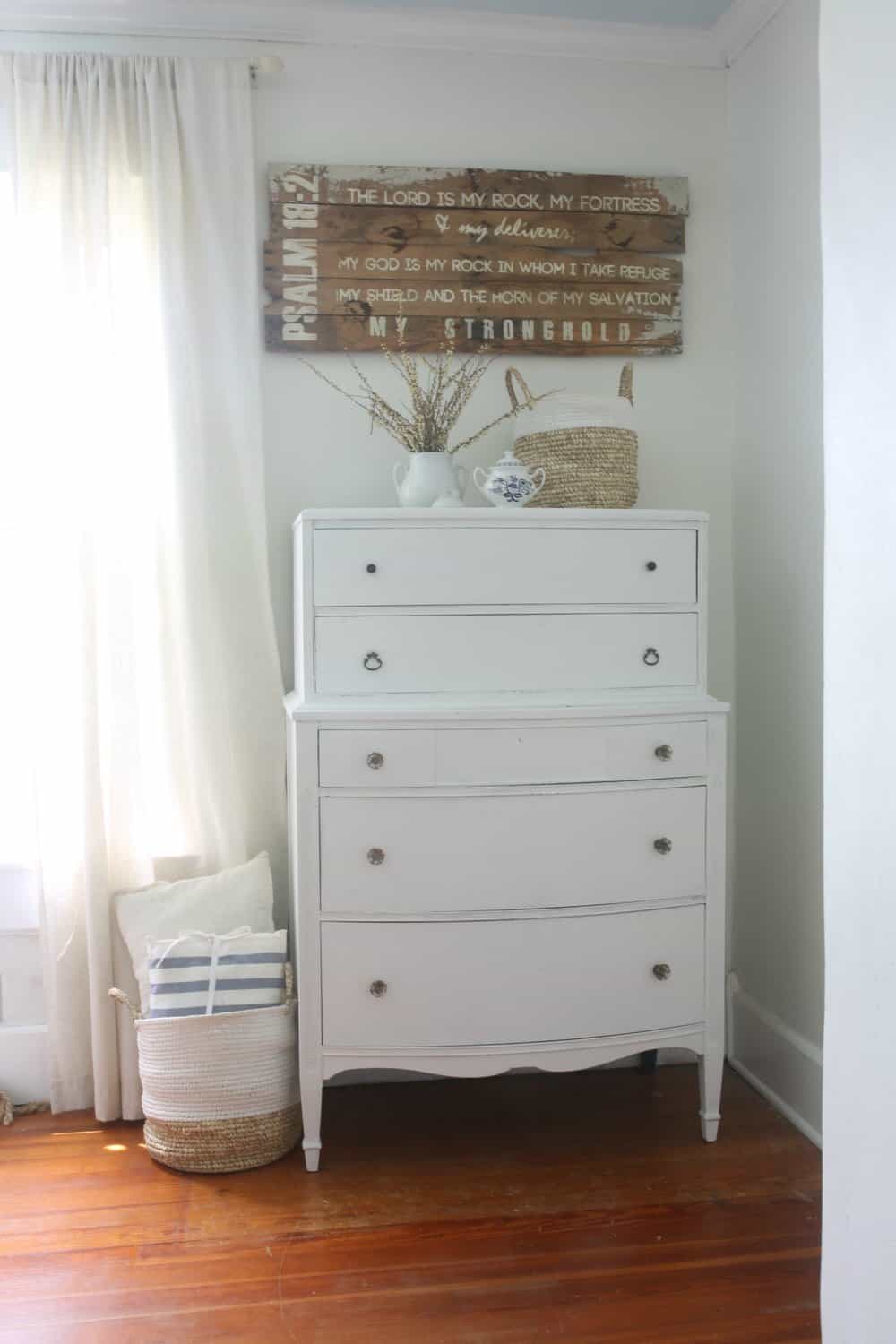 Linen White Chalk Paint Dresser Makeover - Farmhouse on Boone