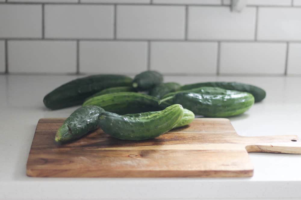cucumbers on a cutting board