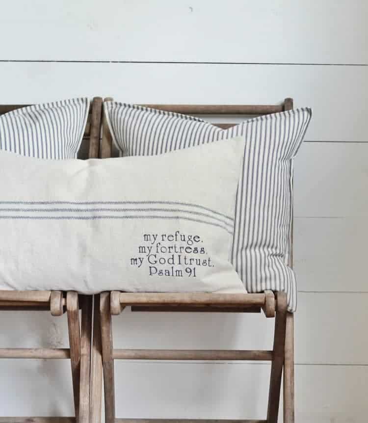 Psalm 40 Grain Sack Pillow Cover Available In Blue Brown And Red Interesting Grain Sack Pillow Covers Psalm 40 Grain Sack Pillow Cover Available In Blue Brown And Red Interesting Grain Sack Pillow Covers