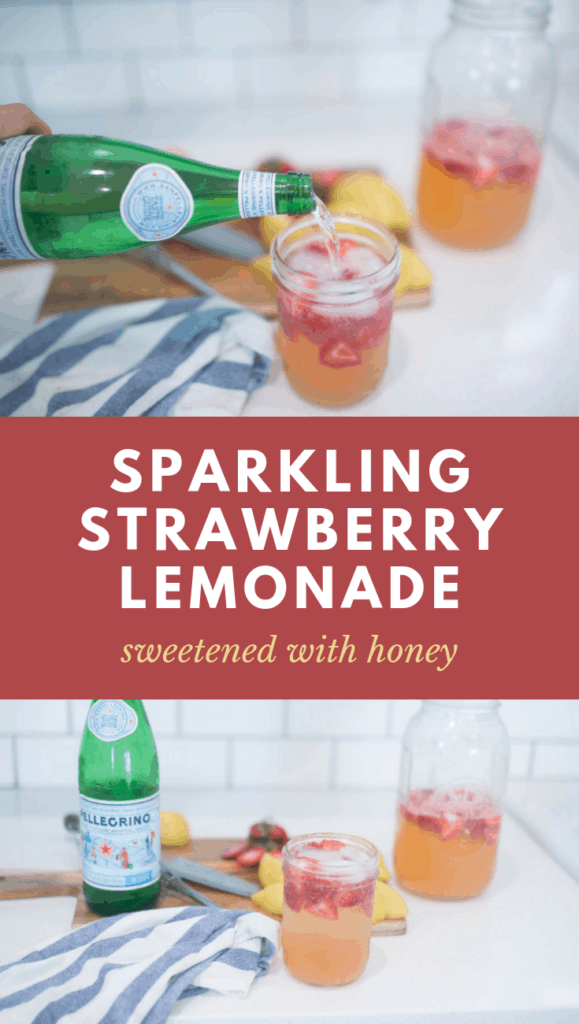 sparkling strawberry lemonade in mason jar