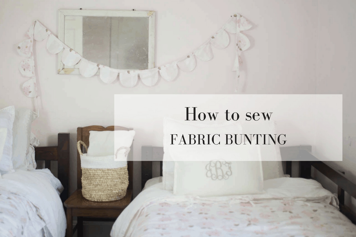Learn how to make fabric bunting from scrap fabrics to match a kids room.