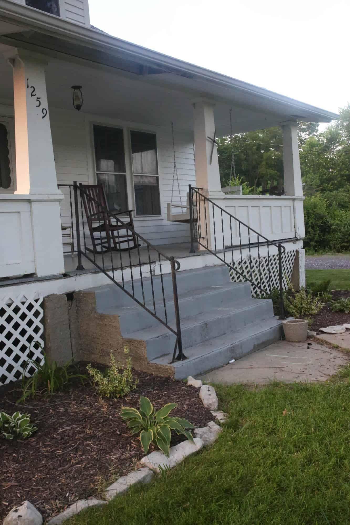 concrete steps before wrapping with wood