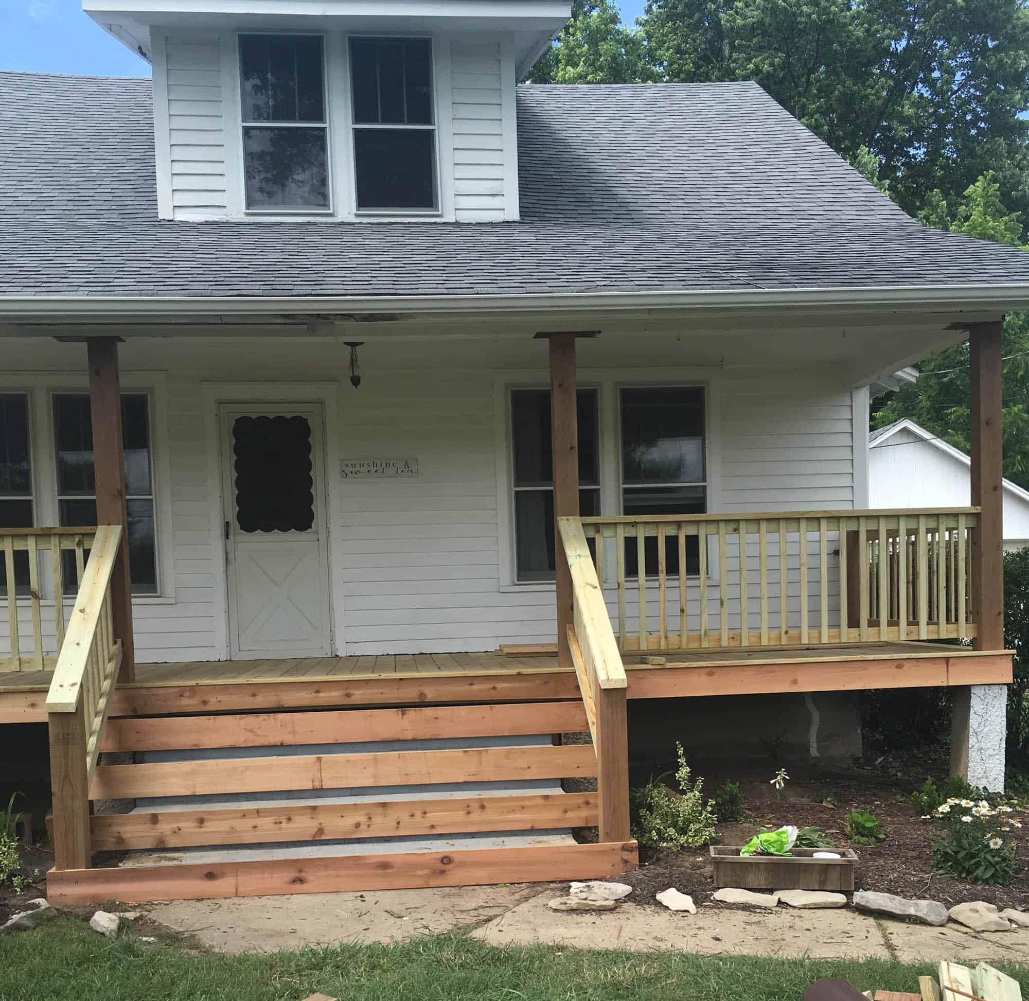 how to wrap front porch concrete stairs with wood