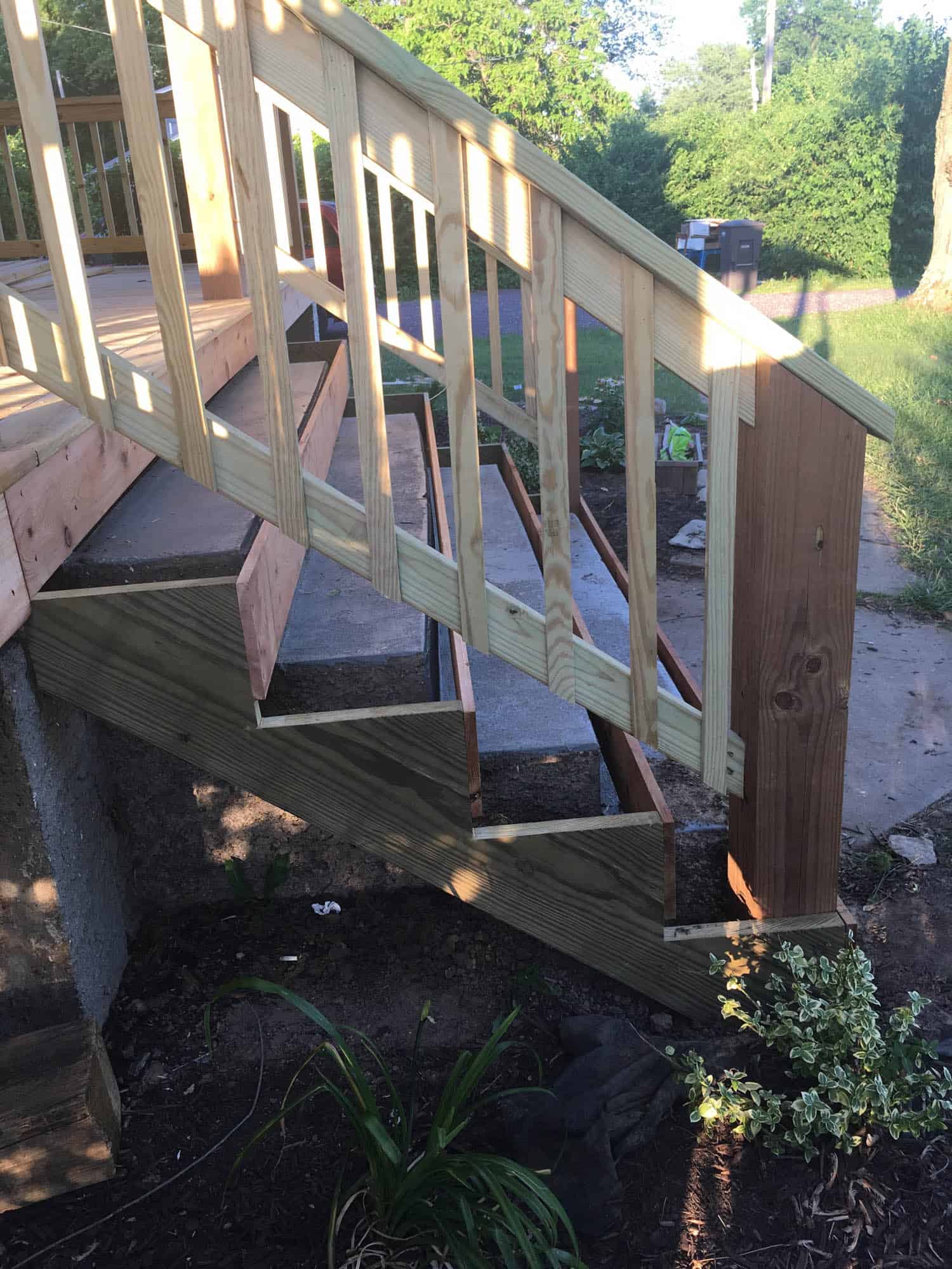 how to wrap front porch concrete stairs with wood