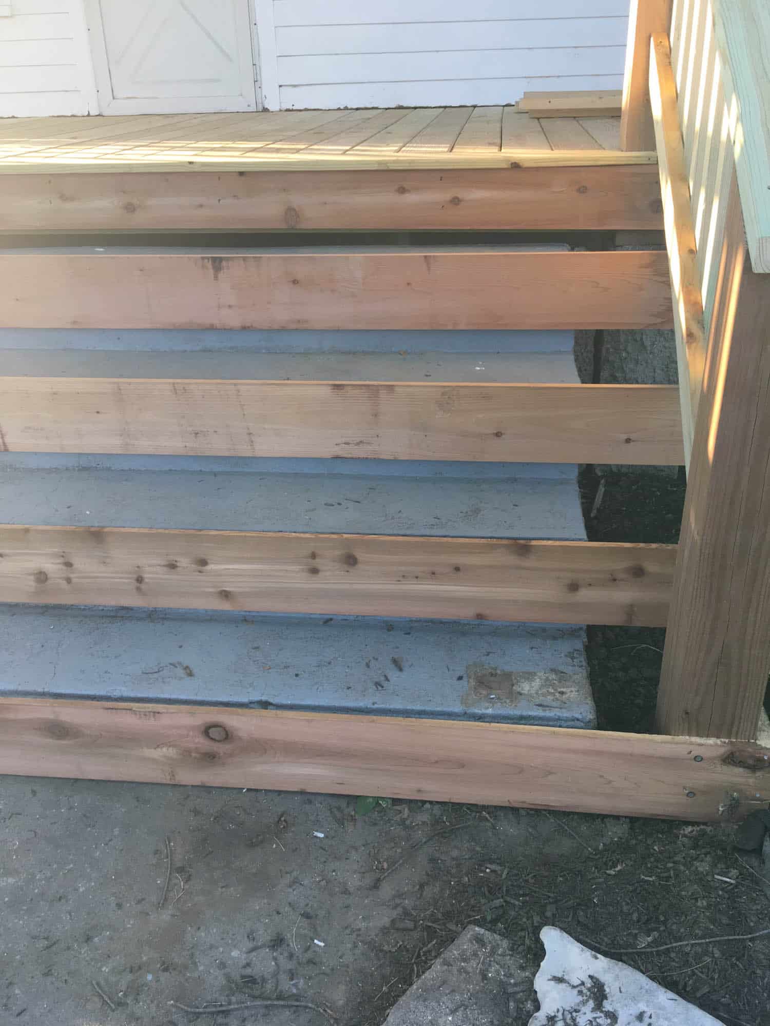 how to wrap front porch concrete stairs with wood