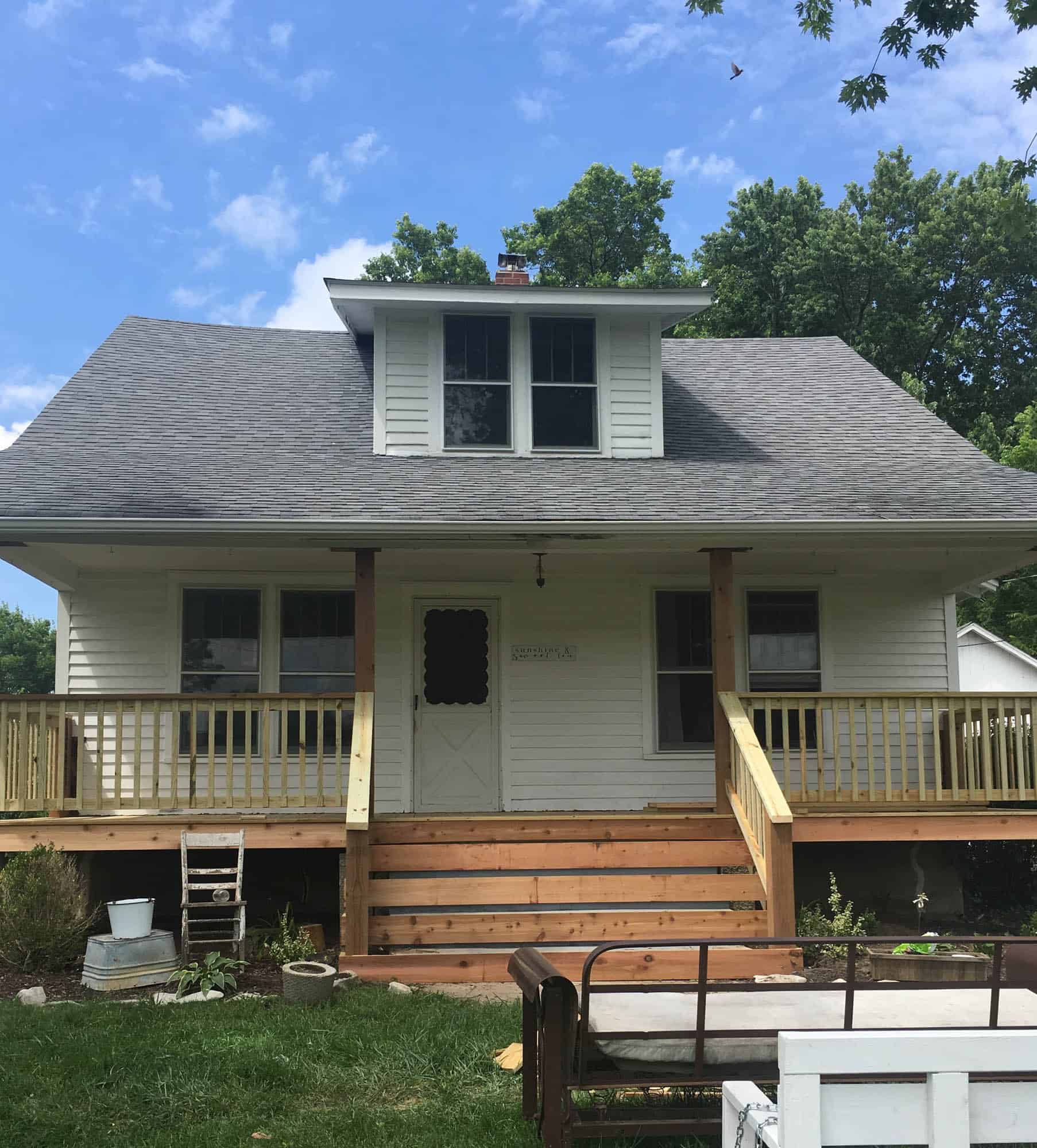 how to wrap front porch concrete stairs with wood