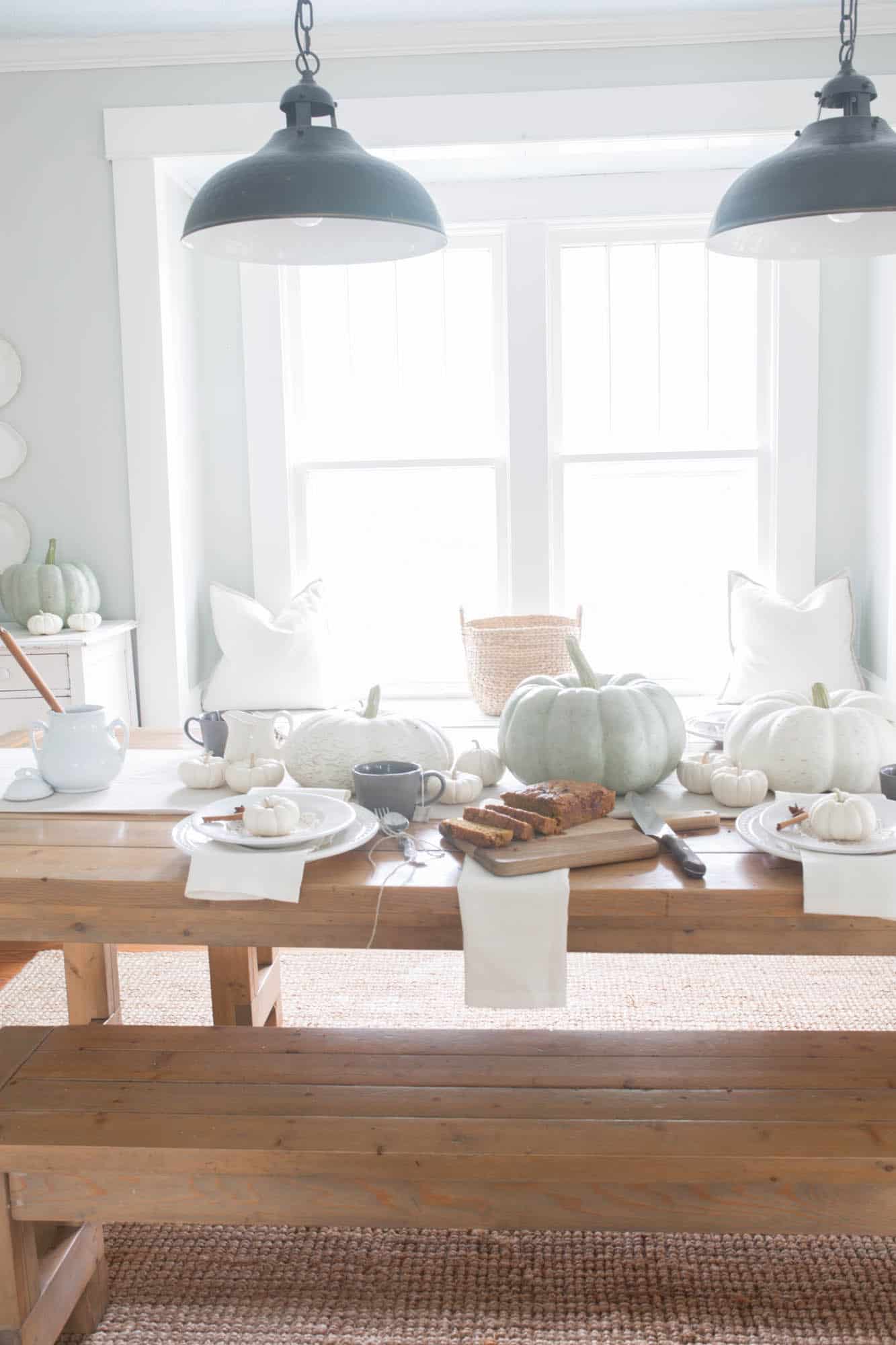 Simple and Neutral Fall Farmhouse Dining Room from Farmhouse on Boone