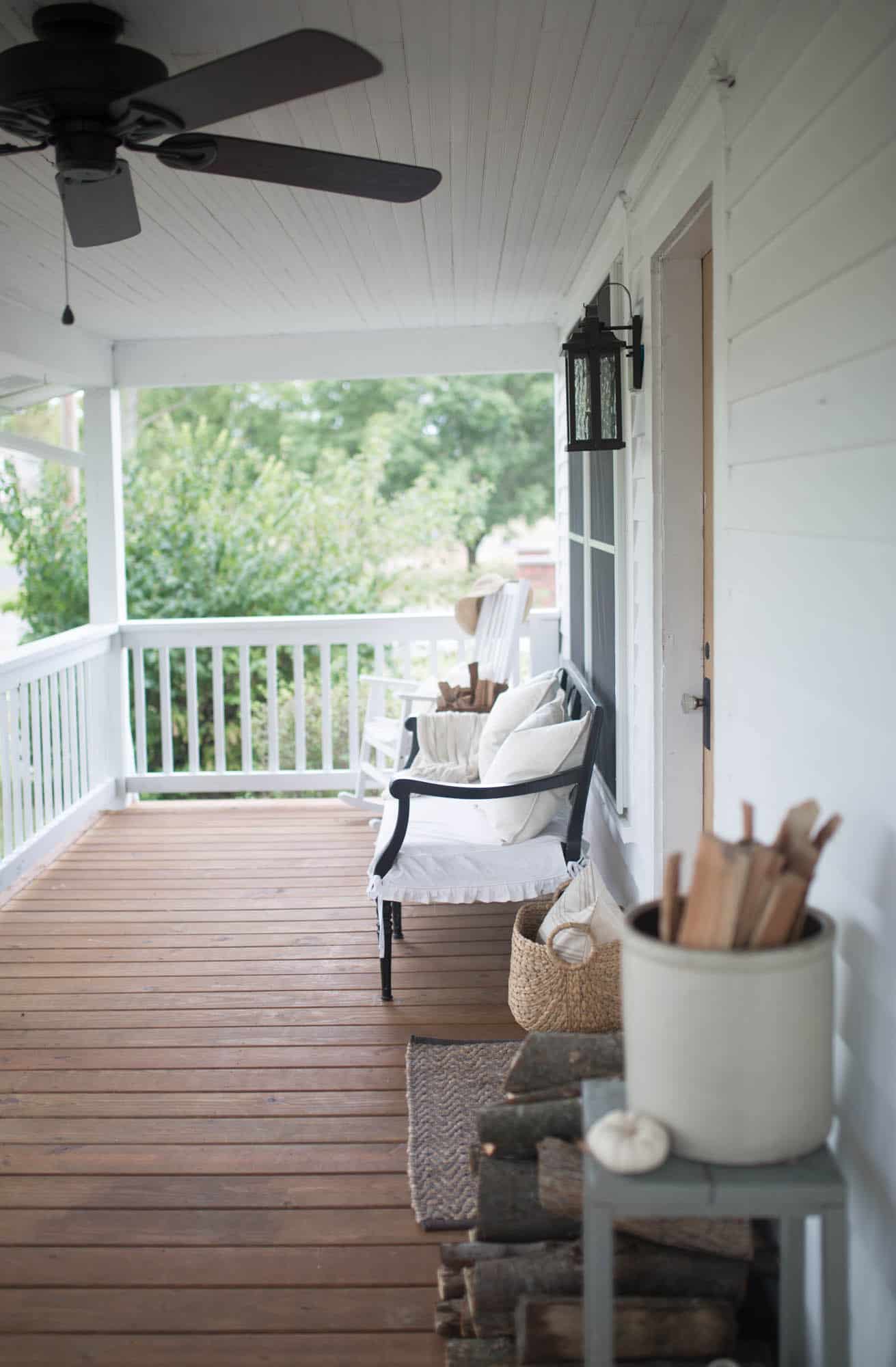 Fall Farmhouse Front Porch Decorating with Farmhouse on Boone 