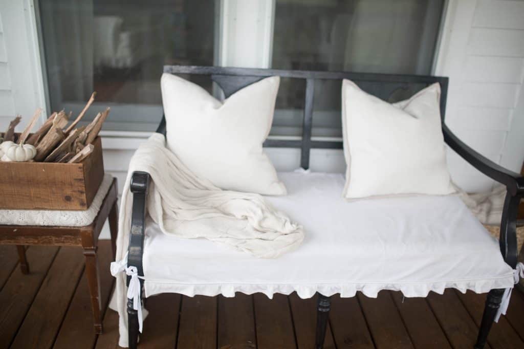 Slipcover for on sale bench with back