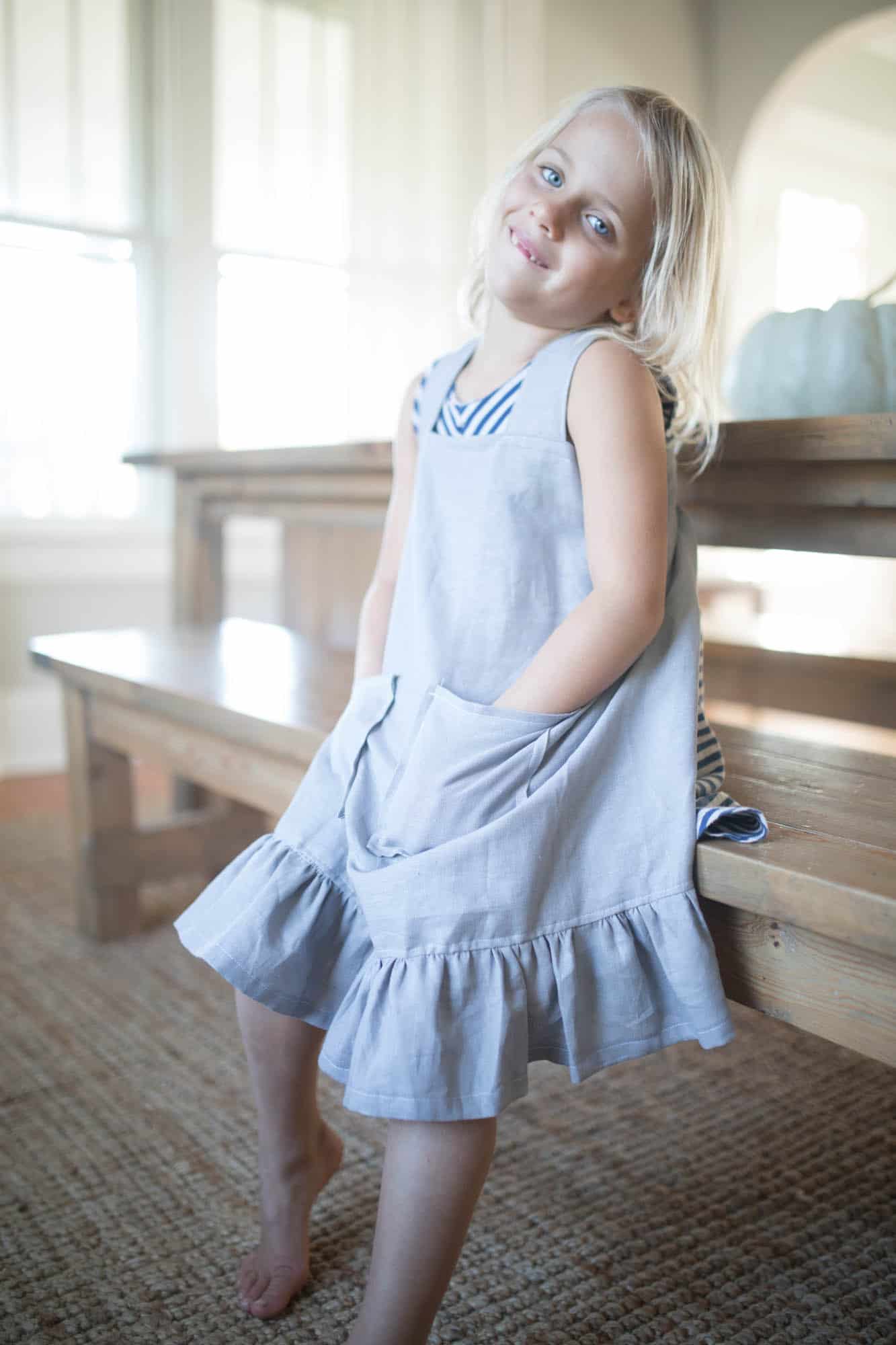 How to Make a Pinafore Apron with Ruffles and Linen Video Tutorial