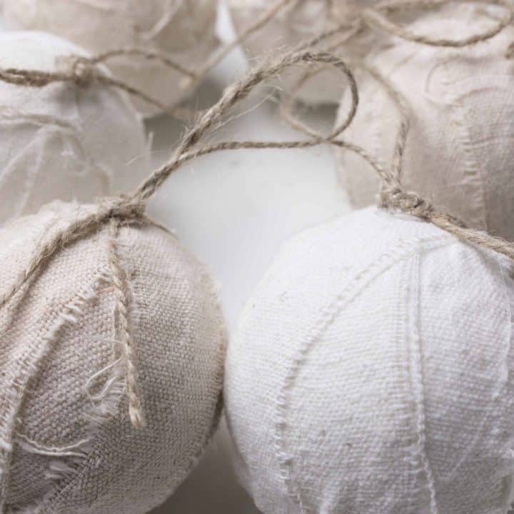 DIY Drop Cloth Rag Ball Homemade Christmas Ornaments