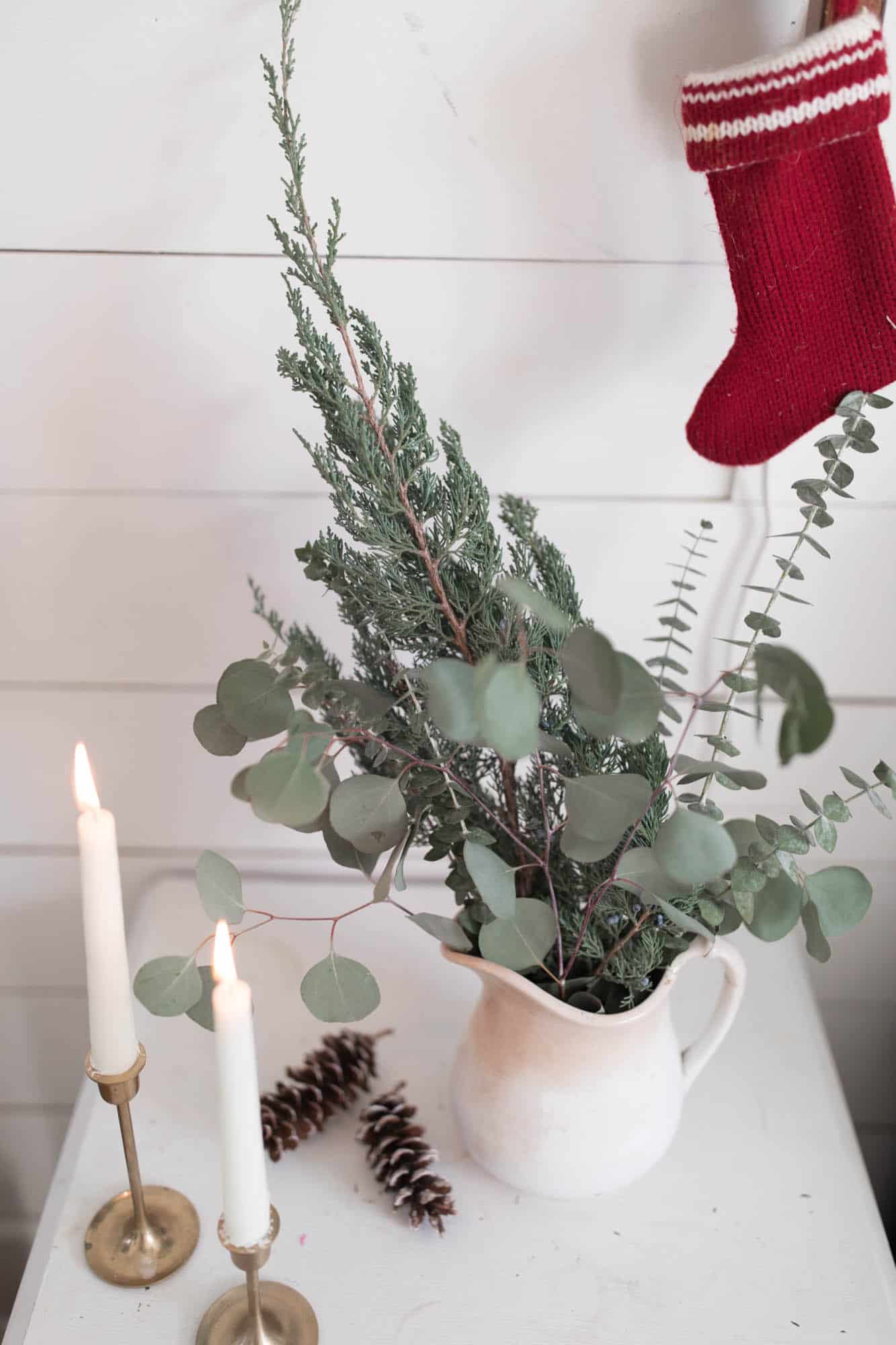 Fresh Greenery and Pine Cones Natural Christmas Decorations Farmhouse Style