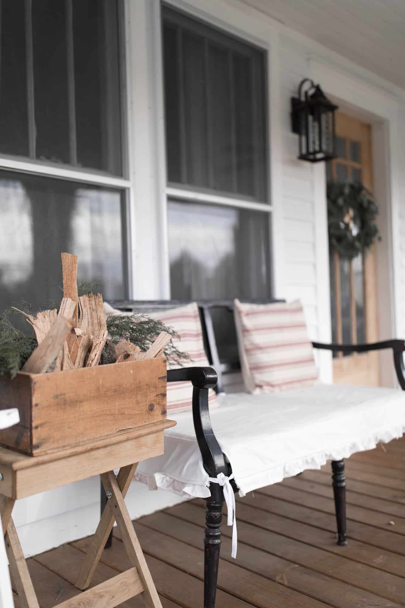 Farmhouse front discount porch bench
