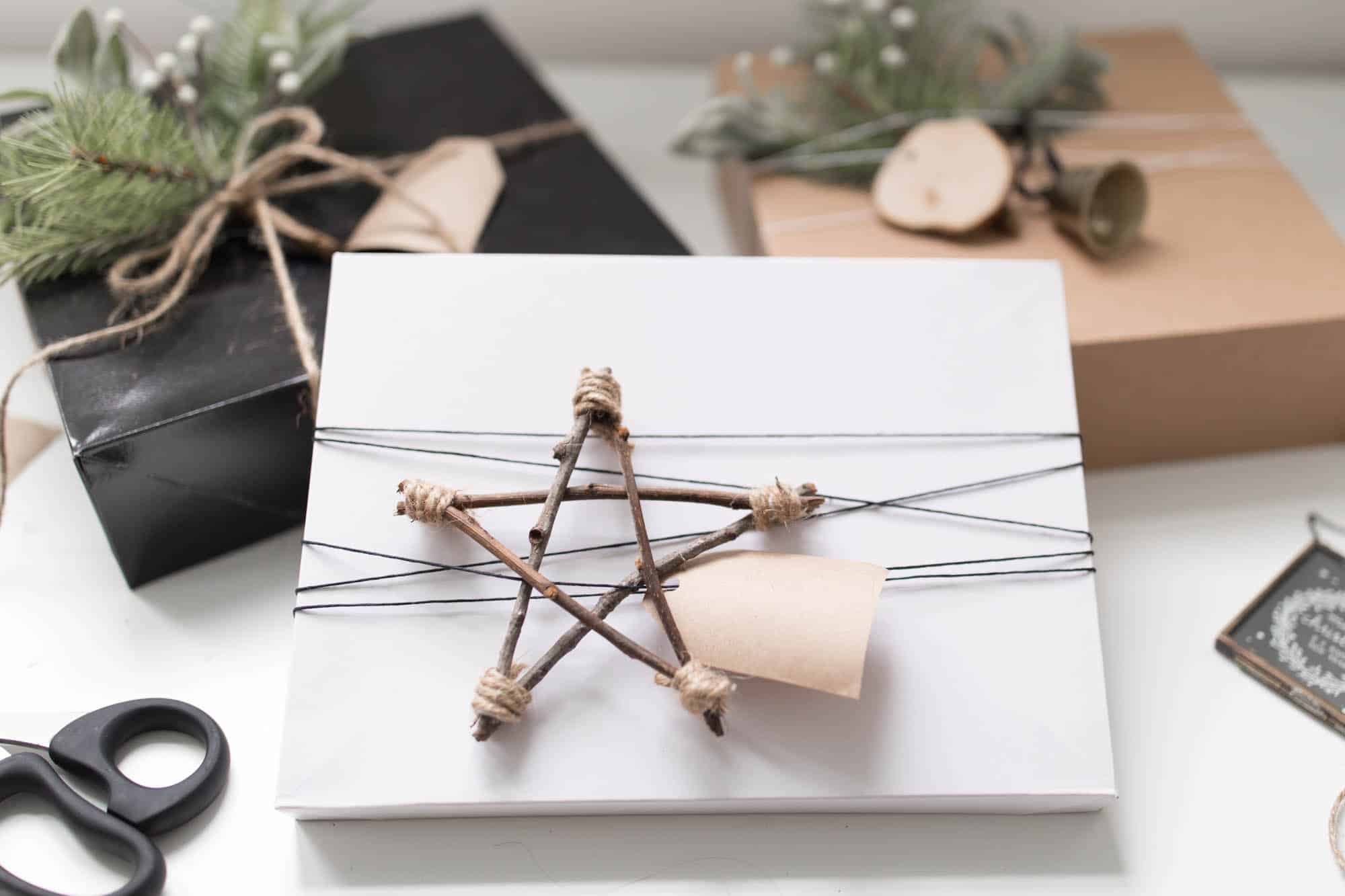 Neutral Minimal Gift Wrap with Natural Elements