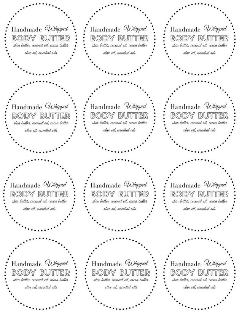 DIY All Natural Whipped Body Butter Label