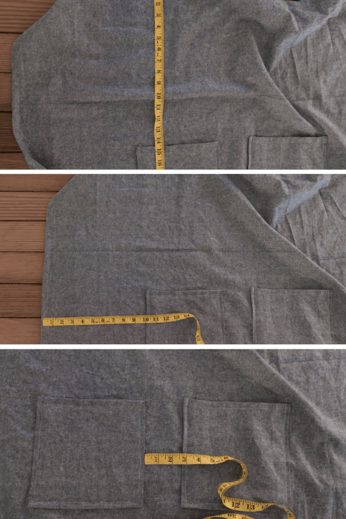 Pocket placement guide for apron pattern