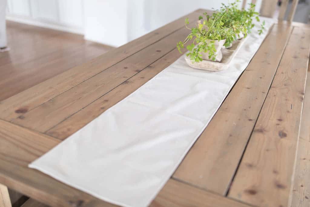 beige grain sack table