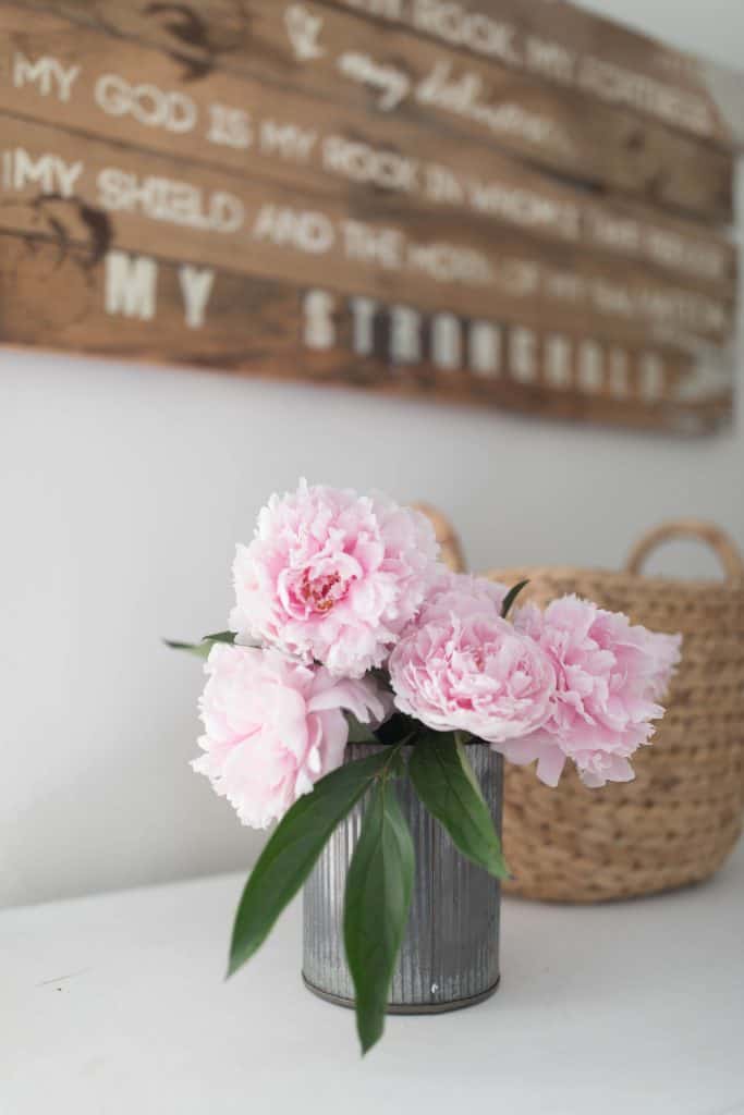 summer bedroom peonies farmhouse style