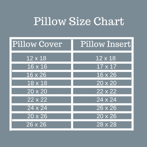 Pillow Cover Size Chart