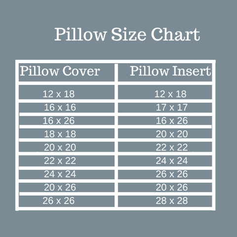 Pillow Insert Size Chart