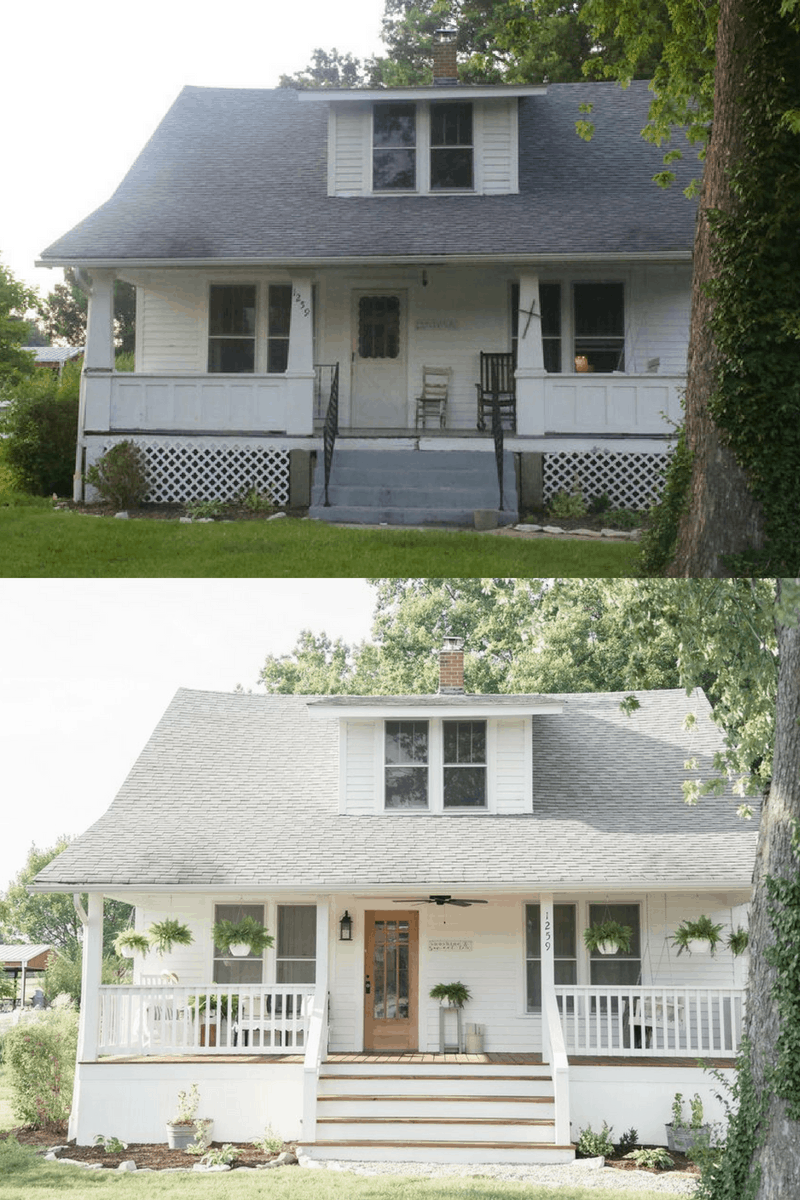 Farmhouse porch exterior makeover