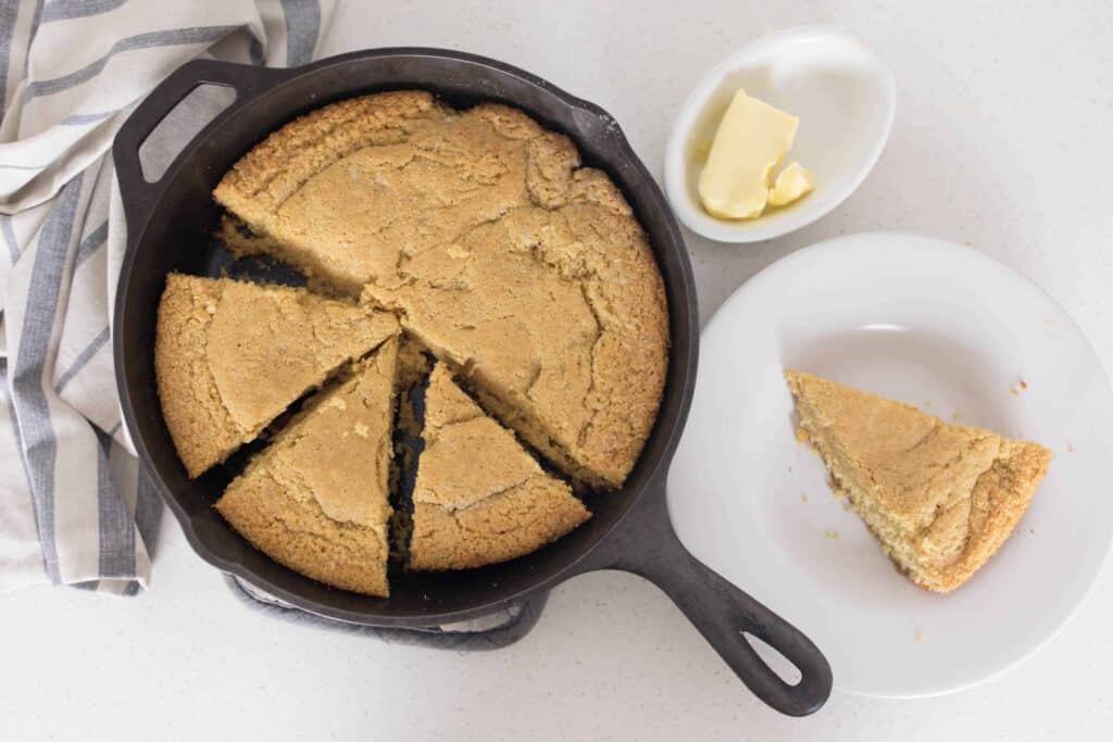 cornbread in the cast iron skillet