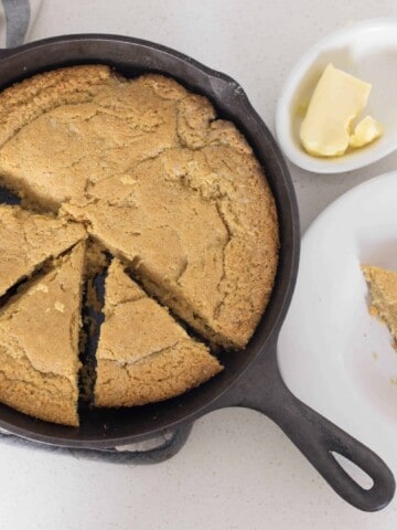 cornbread in the cast iron skillet