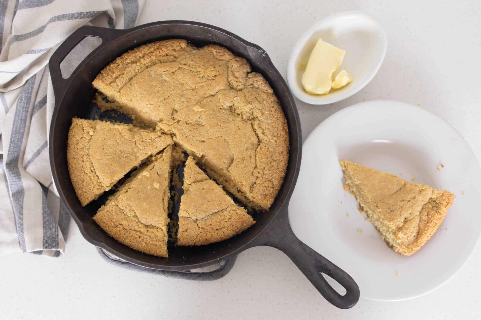 cornbread in the cast iron skillet