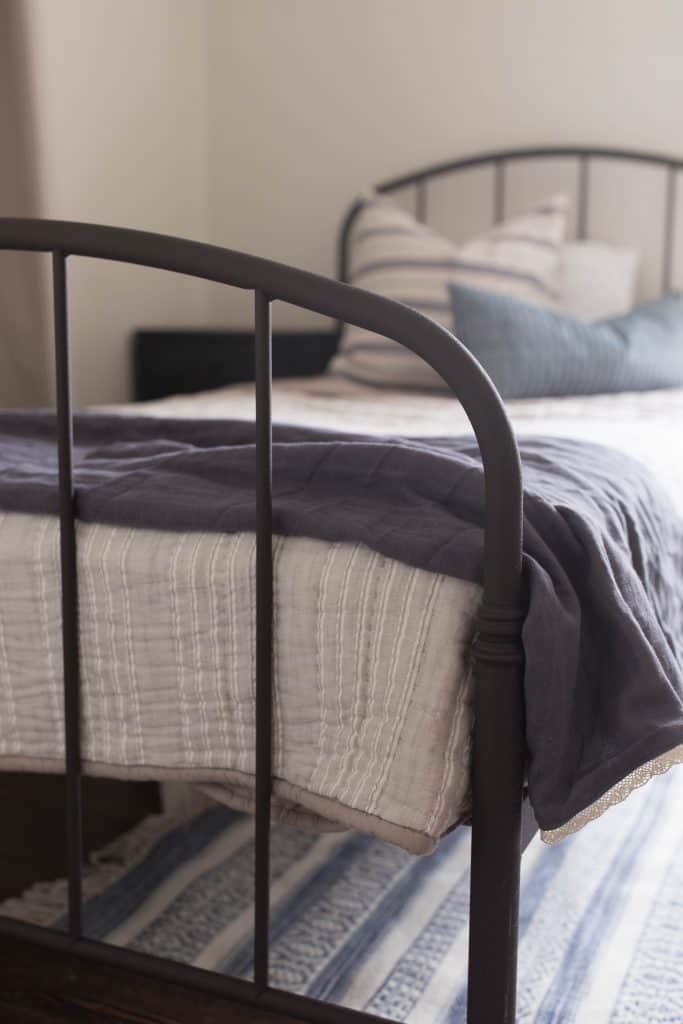 farmhouse iron bed boys room