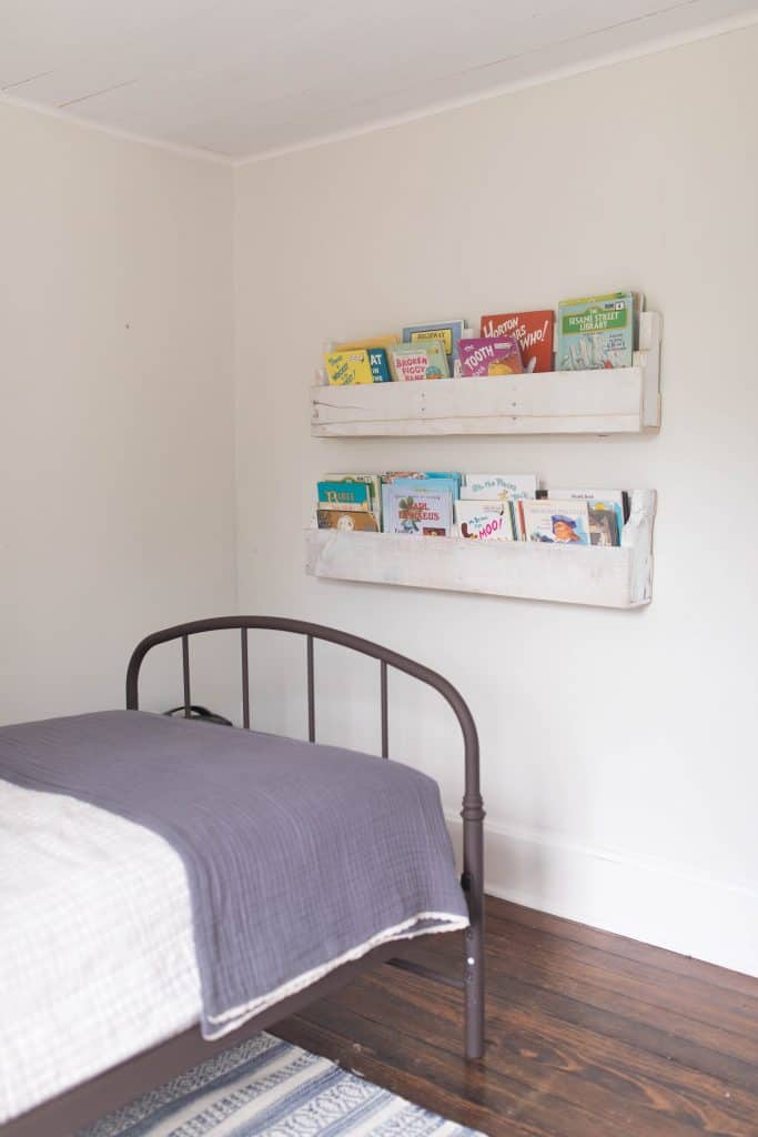 pallet bookshelves farmhouse boys room makeover reveal 