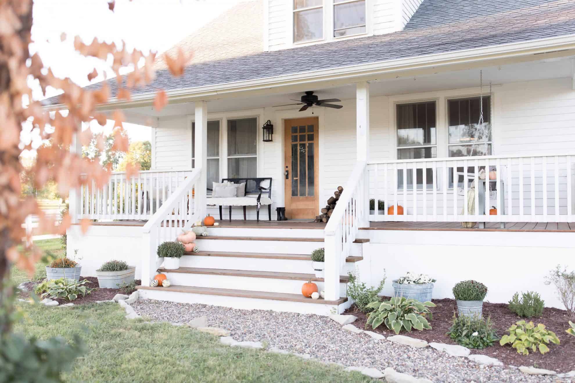 Simple Farmhouse  Front  Porch  Fall Decorating Farmhouse  