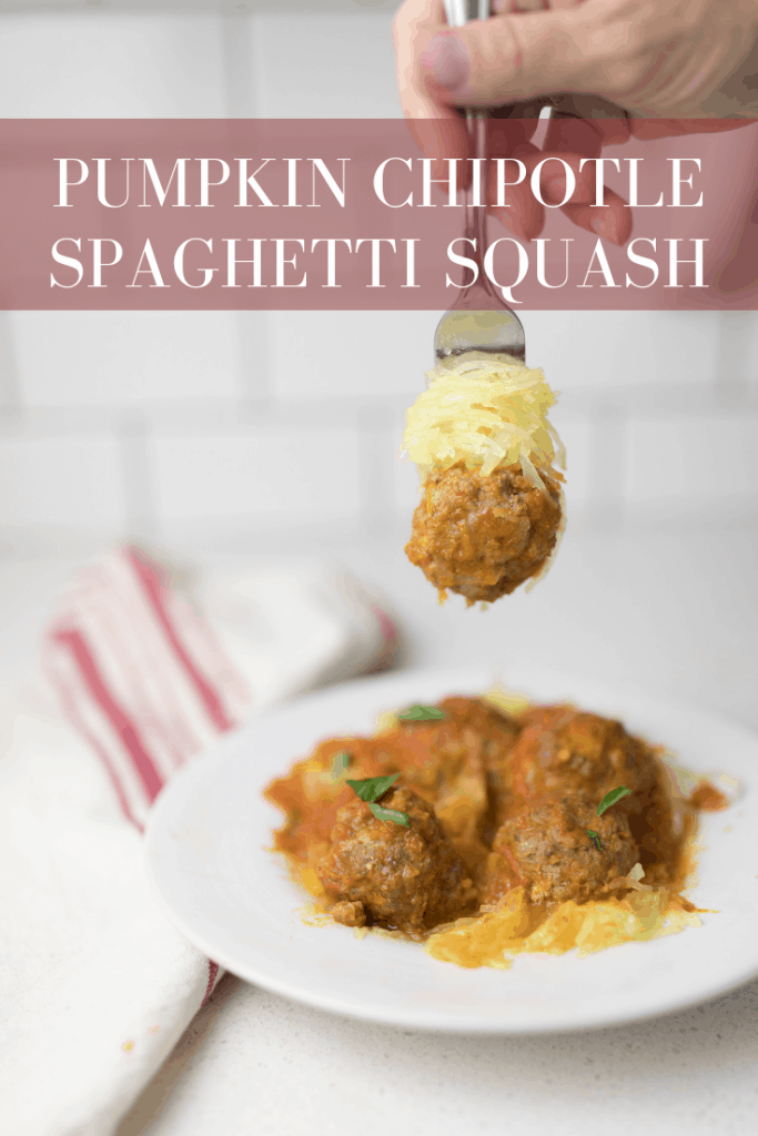 pumpkin chipotle spaghetti squash with homemade meatballs fall recipes 