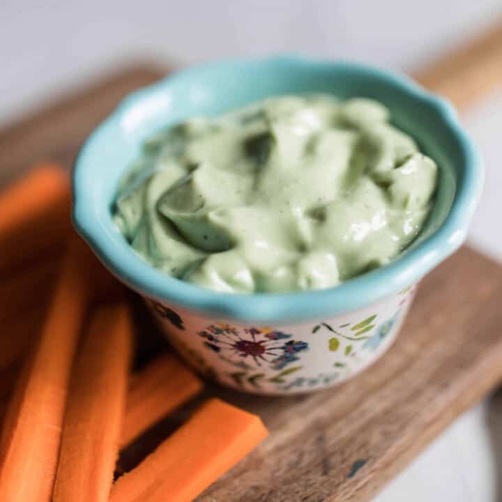 Yogurt Avocado aioli recipe healthy vegetable dip