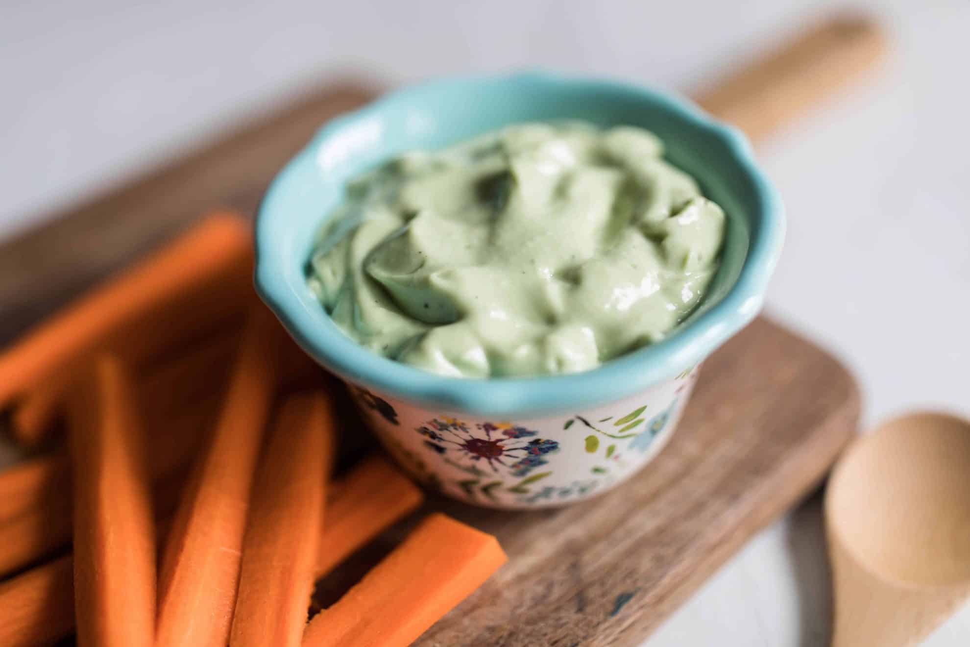 Yogurt Avocado aioli recipe healthy vegetable dip
