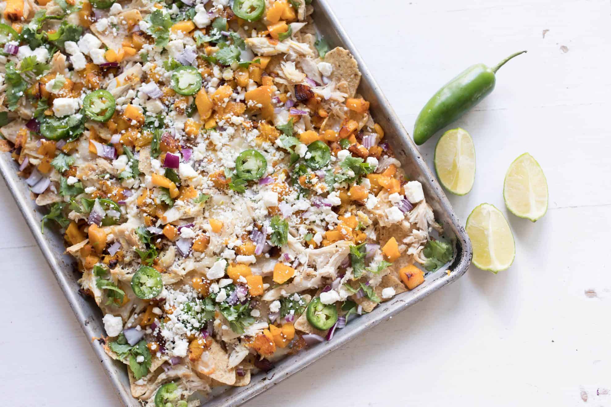 Pumpkin sheet pan nachos easy fall appetizer